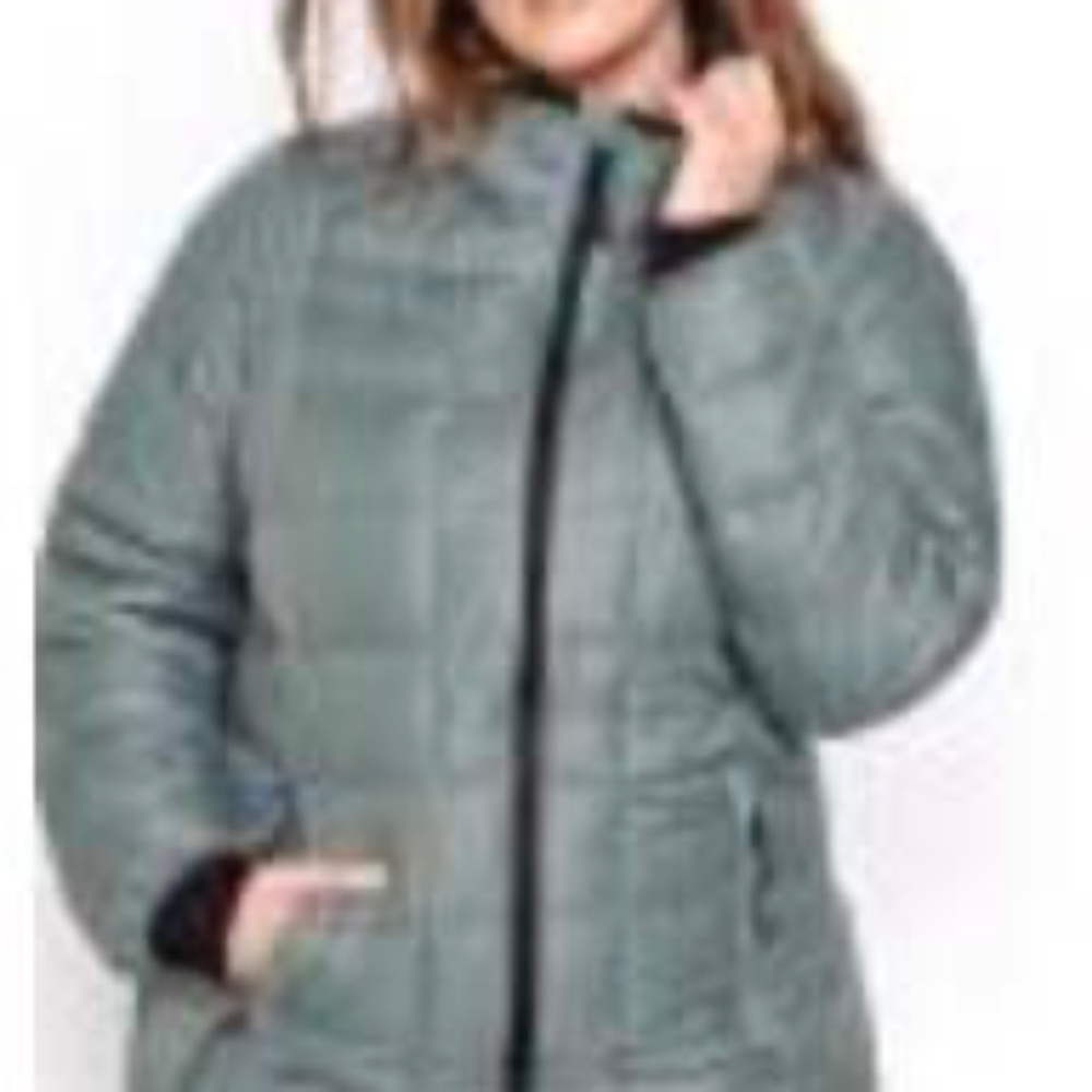 DOWN & FEATHER JACKET, THYME (Greyish Green), SIZE 4X, PACKABLE, FOR COLDER DAYS